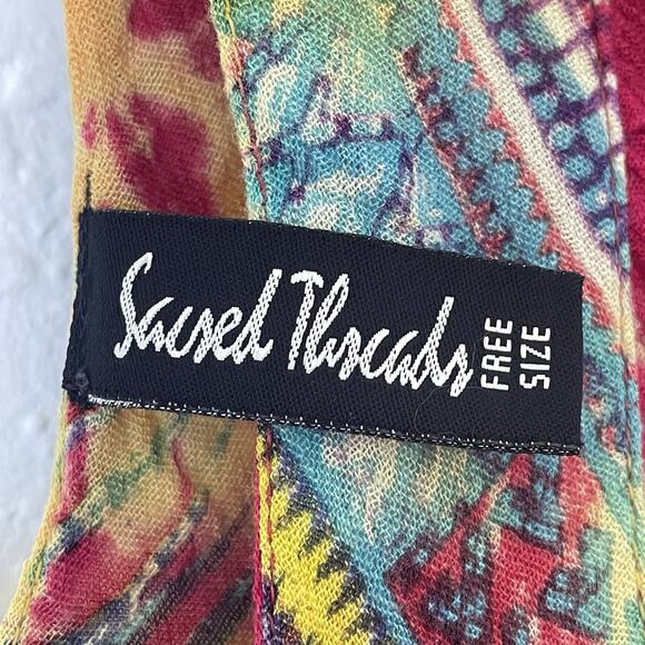 Sacred Threads Boho Tie Dye Top V-Neck Short Sleeve Flowy Hippie Festival S/M - Picture 2 of 14